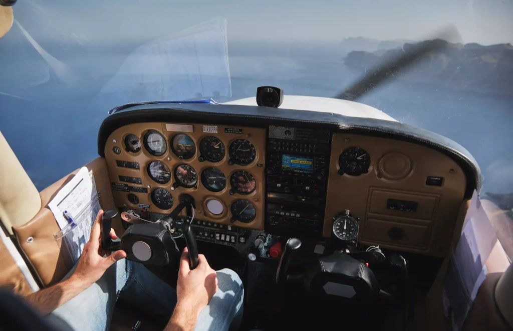 pilot flying cessna 172