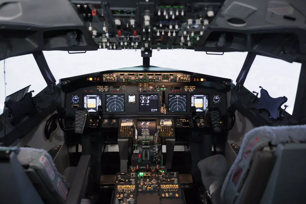 Empty commercial airplane cabin