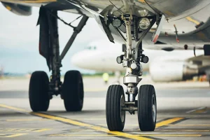 Wheels of multi engine airplane