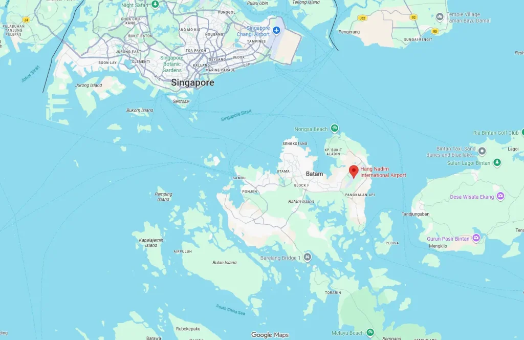 Batam Maps border with Singapore
