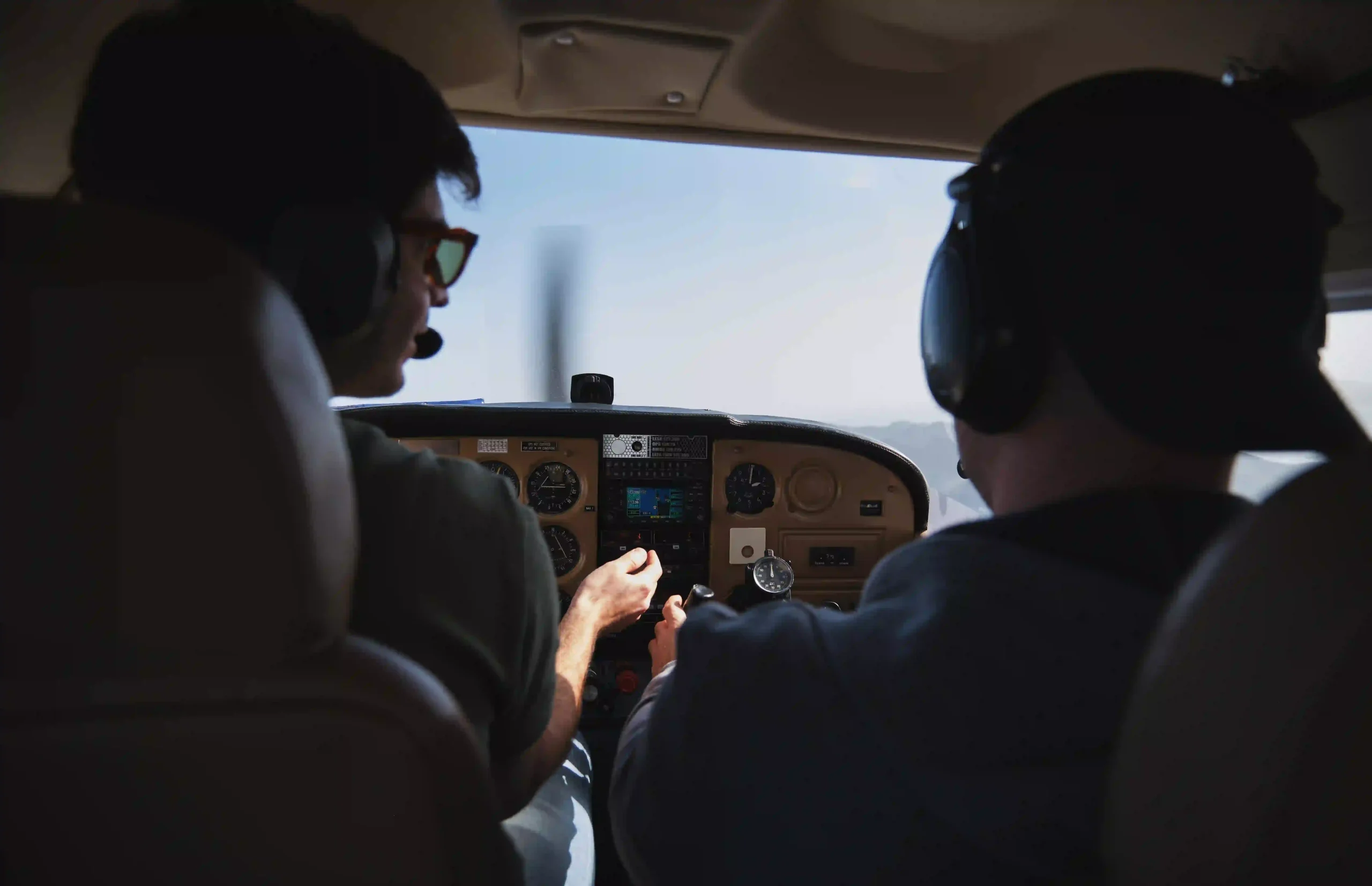 Pilot inside training aircraft